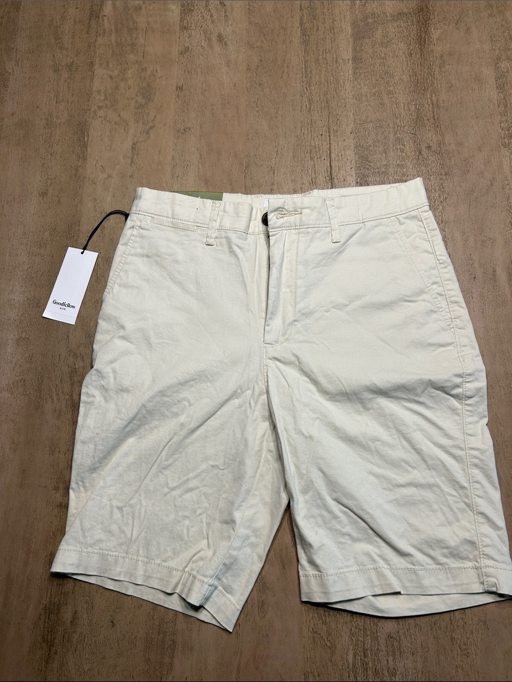 Goodfellow & Co Cream Flat Front Cotton Shorts